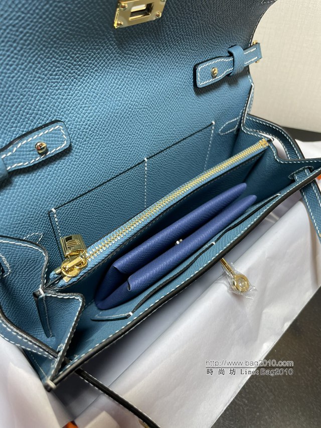 Hermes女包 愛馬仕Kelly woc小挎包 牛仔藍epsom皮凱麗斜挎包  tdh2317